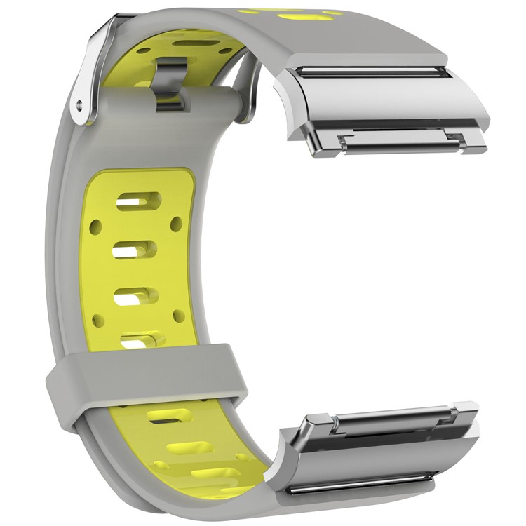 Bi-color Breathable Sports Silicone Replace Strap for Fitbit Ionic - Grey / Yellow-2