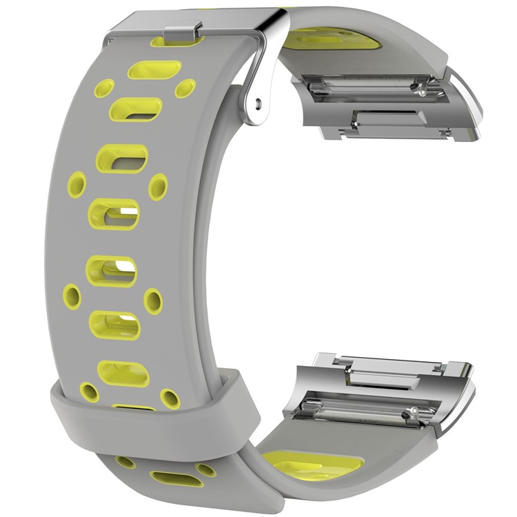 Bi-color Breathable Sports Silicone Replace Strap for Fitbit Ionic - Grey / Yellow-3