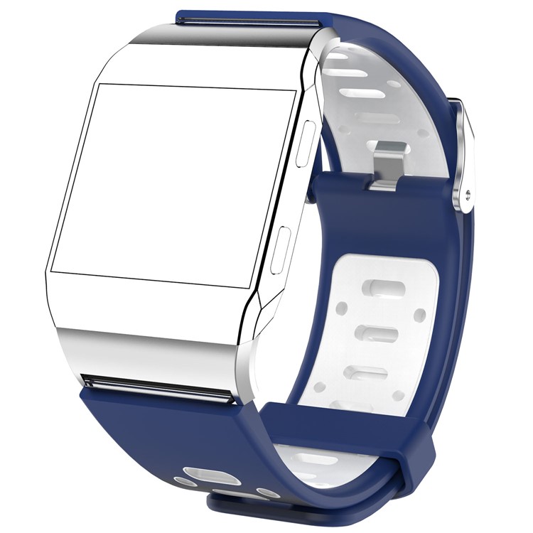 Two-color Fashion Sports Watchband Silicone Bracelet Strap for Fitbit Ionic - Blue / White-1