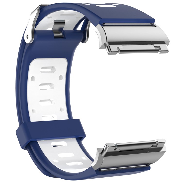 Two-color Fashion Sports Watchband Silicone Bracelet Strap for Fitbit Ionic - Blue / White-2