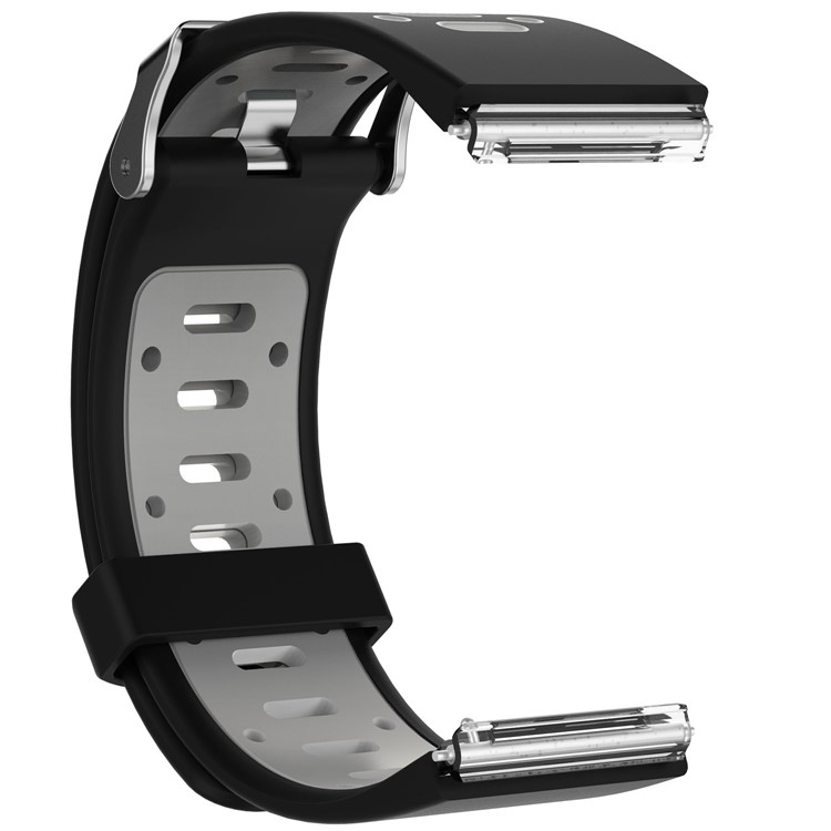 For Fitbit Blaze Trendy Two-color Breathable Sports Silicone Wristband - Black / Grey-1