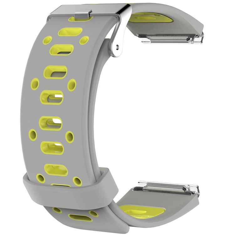 For Fitbit Blaze Stylish Bi-color Sports Silicone Bracelet Strap Replacement - Grey / Yellow-2