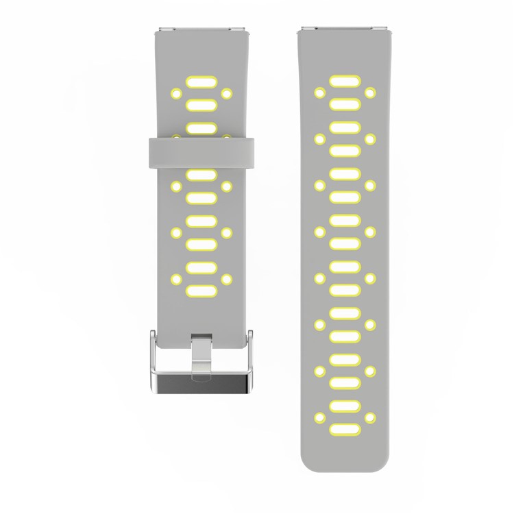 For Fitbit Blaze Stylish Bi-color Sports Silicone Bracelet Strap Replacement - Grey / Yellow-3