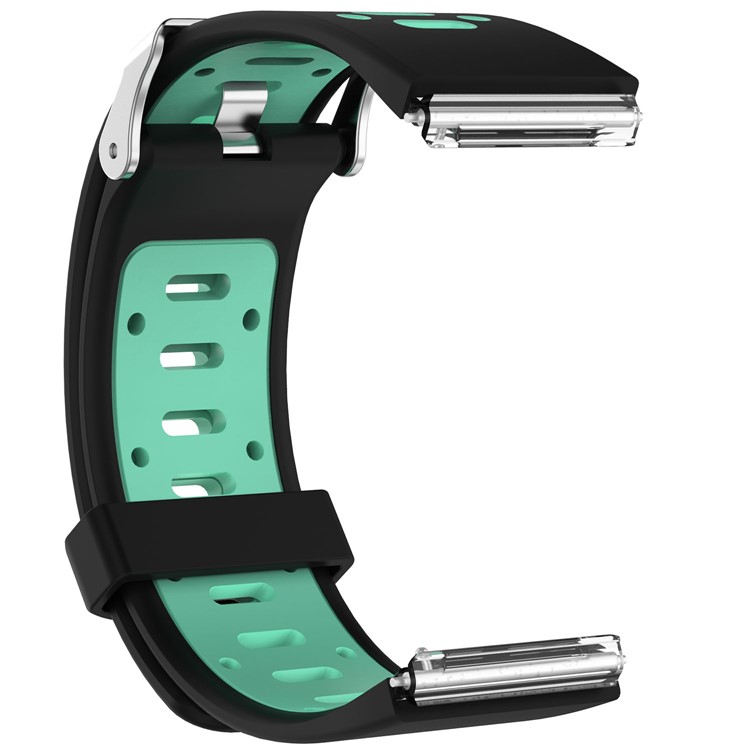 For Fitbit Blaze Band Accessory Two-color Breathable Sports Silicone Strap - Black / Green-1
