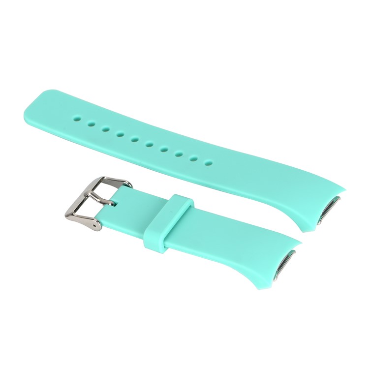 Soft Silicone Metal Buckle Watch Band Replacement for Samsung Galaxy Gear S2 R720/R730 - Cyan-1