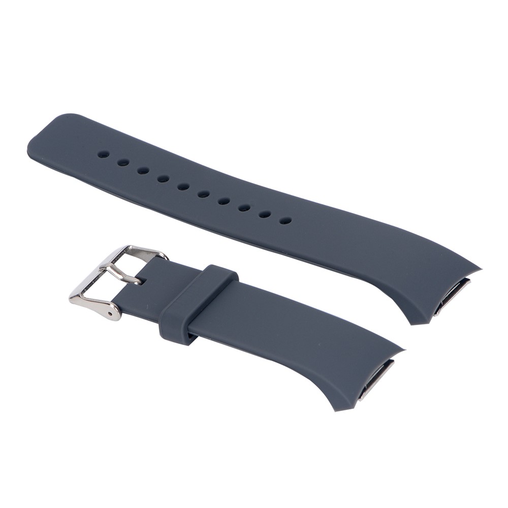 For Samsung Galaxy Gear S2 R720/R730 Metal Buckle Silicone Watch Strap Replacement - Black Blue-1