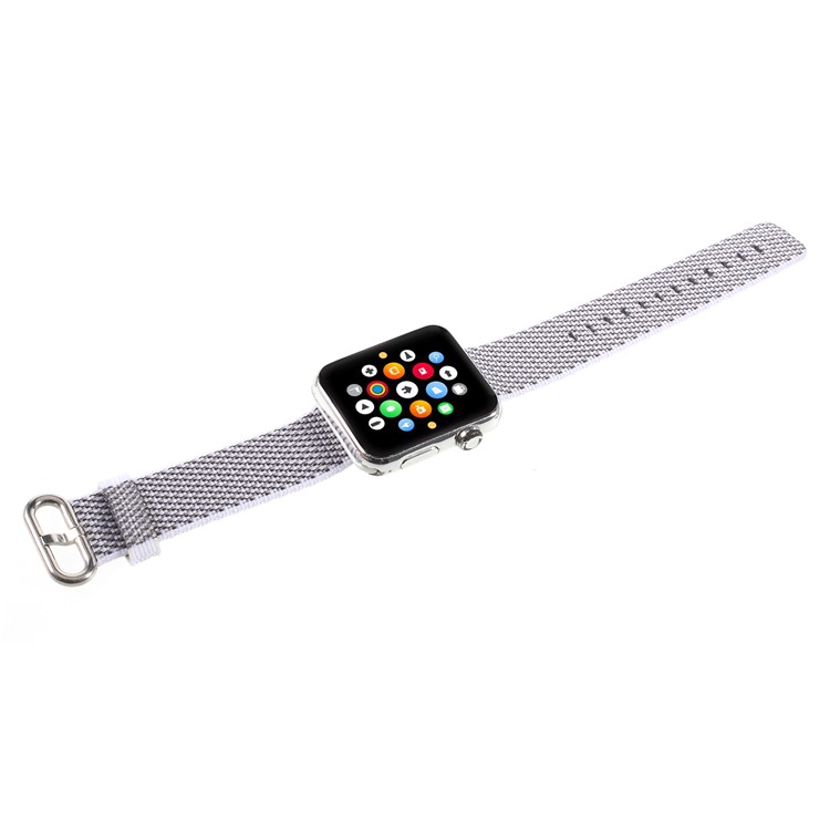 Metal Buckle Nylon Watch Strap for Apple Watch Series 4 40mm, Series 3 / 2 / 1 38mm - White-7