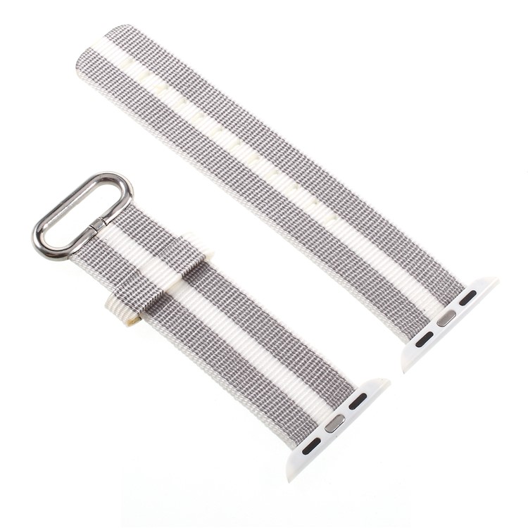 Nylon Watch Strap with Metal Buckle for Apple Watch Series 4 40mm, Series 3 / 2 / 1 38mm - Grey + White-2
