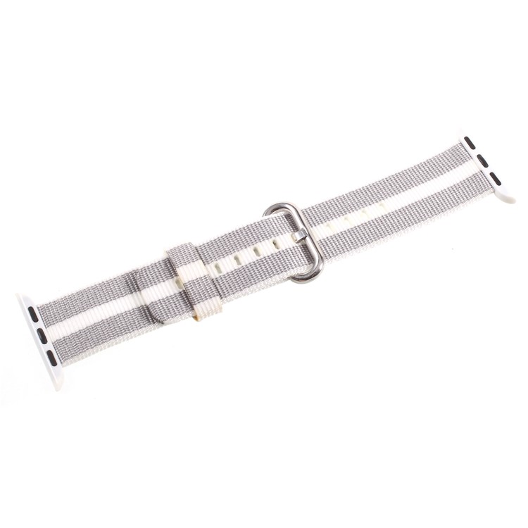 Nylon Watch Strap with Metal Buckle for Apple Watch Series 4 40mm, Series 3 / 2 / 1 38mm - Grey + White-3