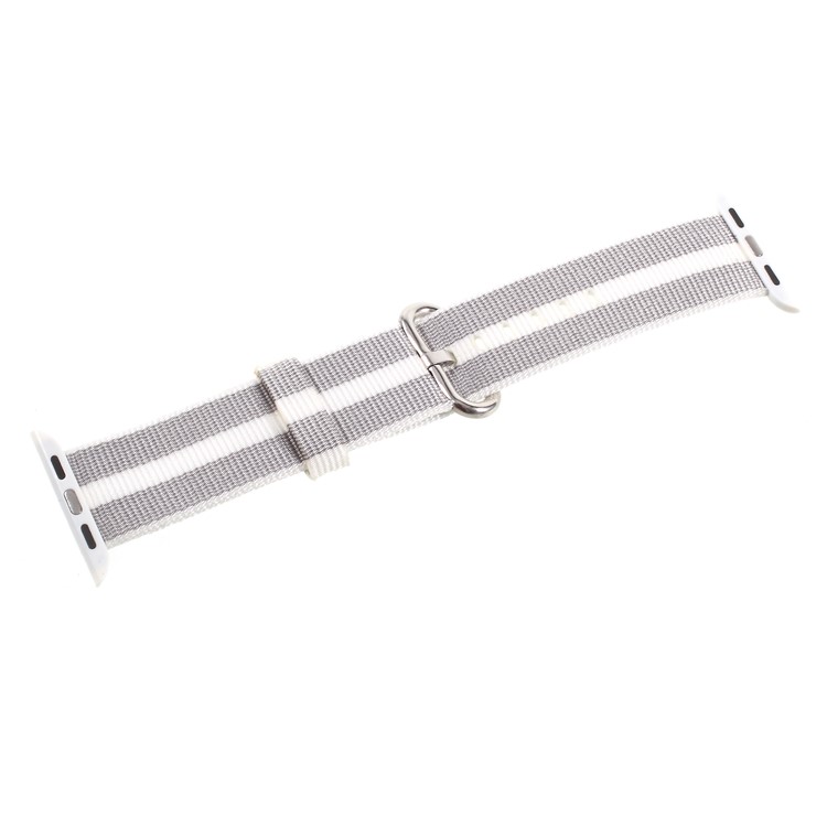 Nylon Watch Strap with Metal Buckle for Apple Watch Series 4 40mm, Series 3 / 2 / 1 38mm - Grey + White-4
