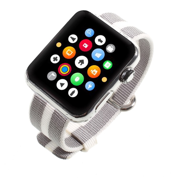 Nylon Watch Strap with Metal Buckle for Apple Watch Series 4 40mm, Series 3 / 2 / 1 38mm - Grey + White-5
