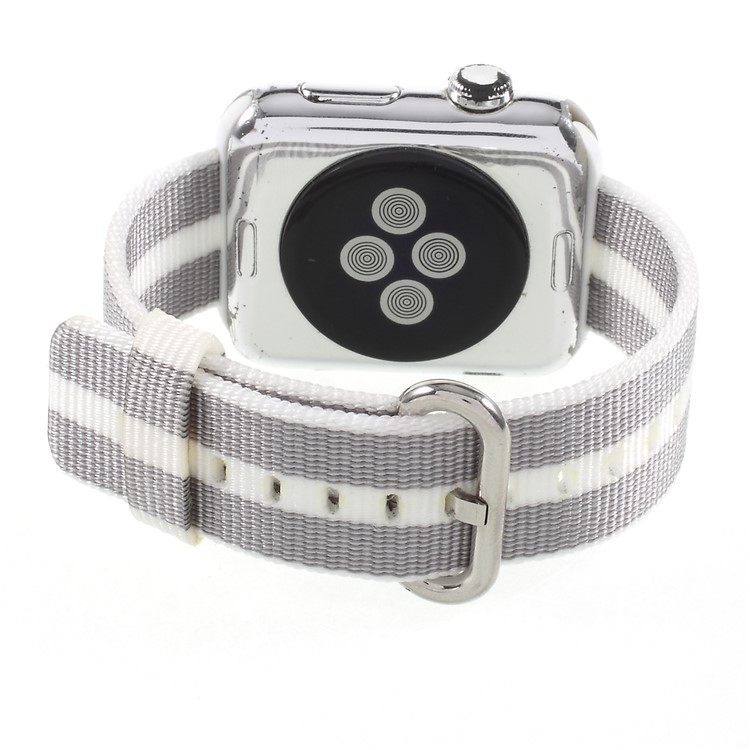 Nylon Watch Strap with Metal Buckle for Apple Watch Series 4 40mm, Series 3 / 2 / 1 38mm - Grey + White-6
