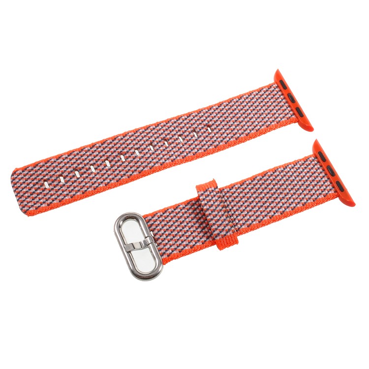 Metal Buckle Nylon Watch Band Strap for Apple Watch Series 4 40mm, Series 3 / 2 / 1 38mm - Orange-1