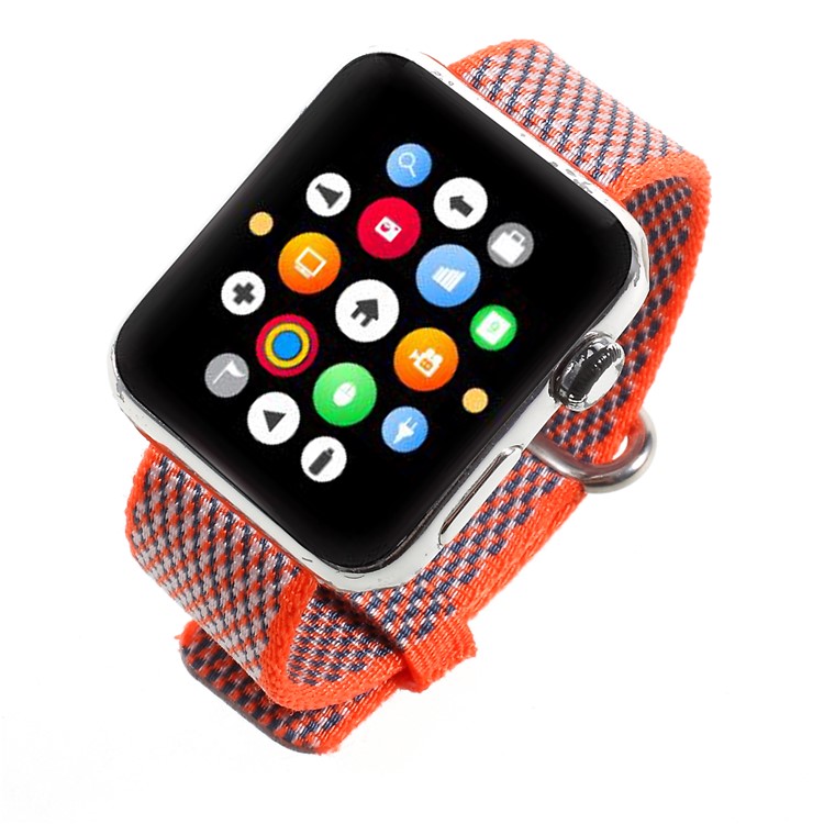 Metal Buckle Nylon Watch Band Strap for Apple Watch Series 4 40mm, Series 3 / 2 / 1 38mm - Orange-5