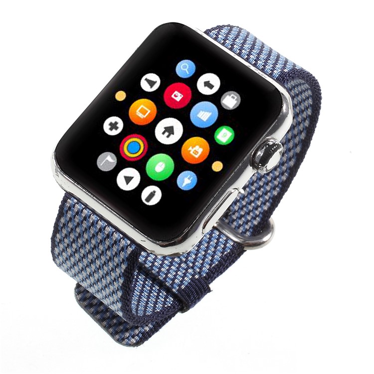 Metal Buckle Nylon Watch Band for Apple Watch Series 4 44mm / Series 3/2/1 42mm - Dark Blue-4