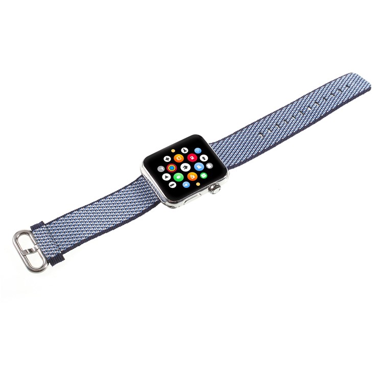 Metal Buckle Nylon Watch Band for Apple Watch Series 4 44mm / Series 3/2/1 42mm - Dark Blue-6