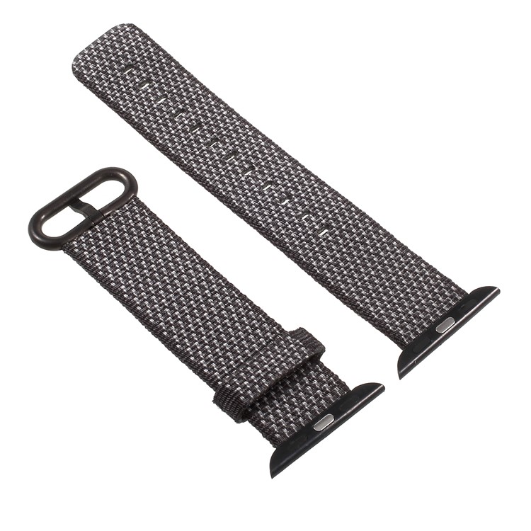 Metal Buckle Nylon Watch Band Replacement for Apple Watch Series 4 44mm / Series 3/2/1 42mm - Black-2
