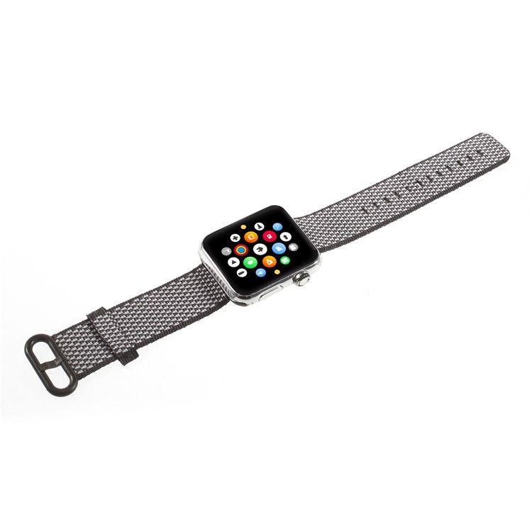Metal Buckle Nylon Watch Band Replacement for Apple Watch Series 4 44mm / Series 3/2/1 42mm - Black-7