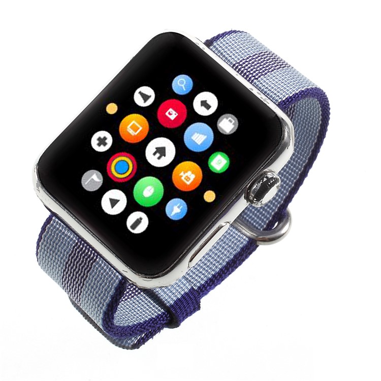 For Apple Watch Series 4 44mm / Series 3/2/1 42mm Metal Buckle Nylon Watch Band - Baby Blue-4