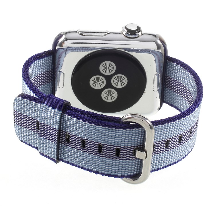 For Apple Watch Series 4 44mm / Series 3/2/1 42mm Metal Buckle Nylon Watch Band - Baby Blue-5