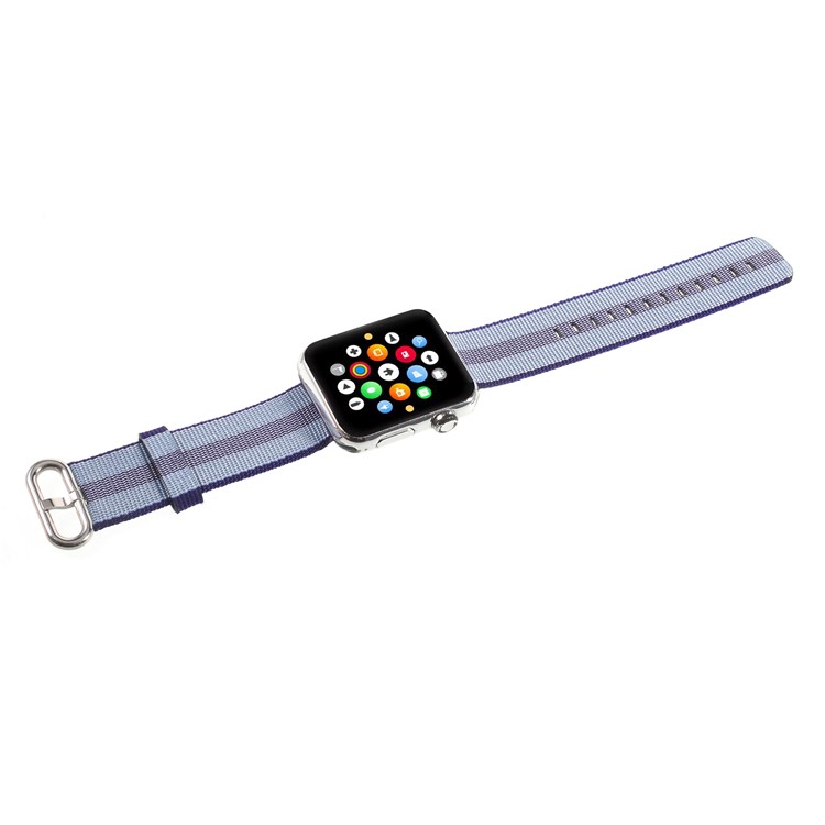 For Apple Watch Series 4 44mm / Series 3/2/1 42mm Metal Buckle Nylon Watch Band - Baby Blue-6