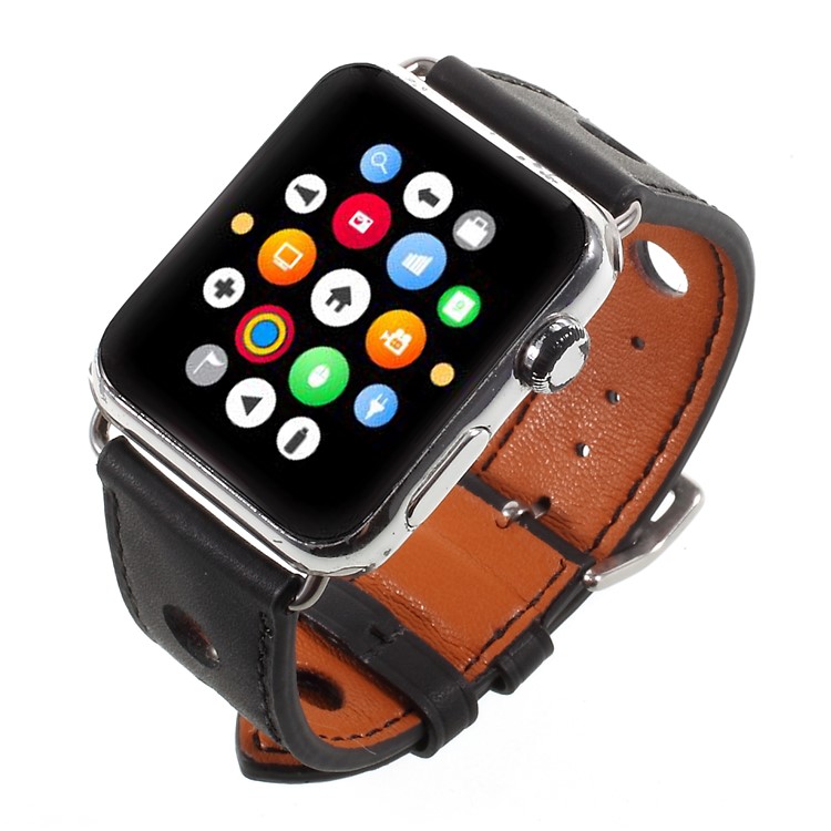 Metallschnalle PU Lederband Für Apple Watch Serie 3/2/1 42mm - Schwarz-6