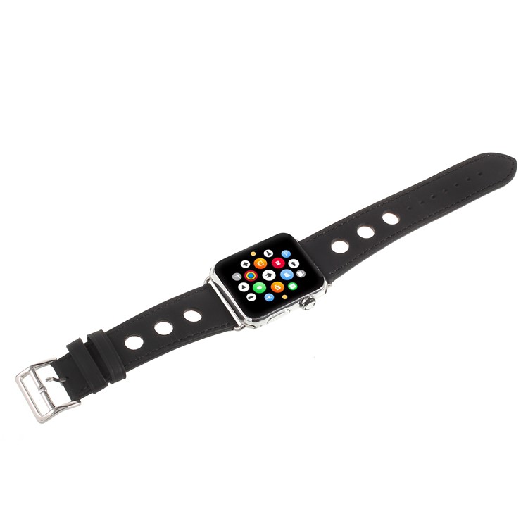 Metallschnalle PU Lederband Für Apple Watch Serie 3/2/1 42mm - Schwarz-9