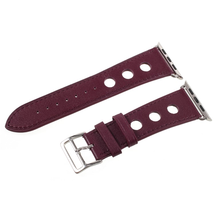 PU Leather Watch Band with Metal Buckle for Apple Watch Series 4 44mm, Series 4 44mm / Series 3/2/1 42mm - Wine Red-1