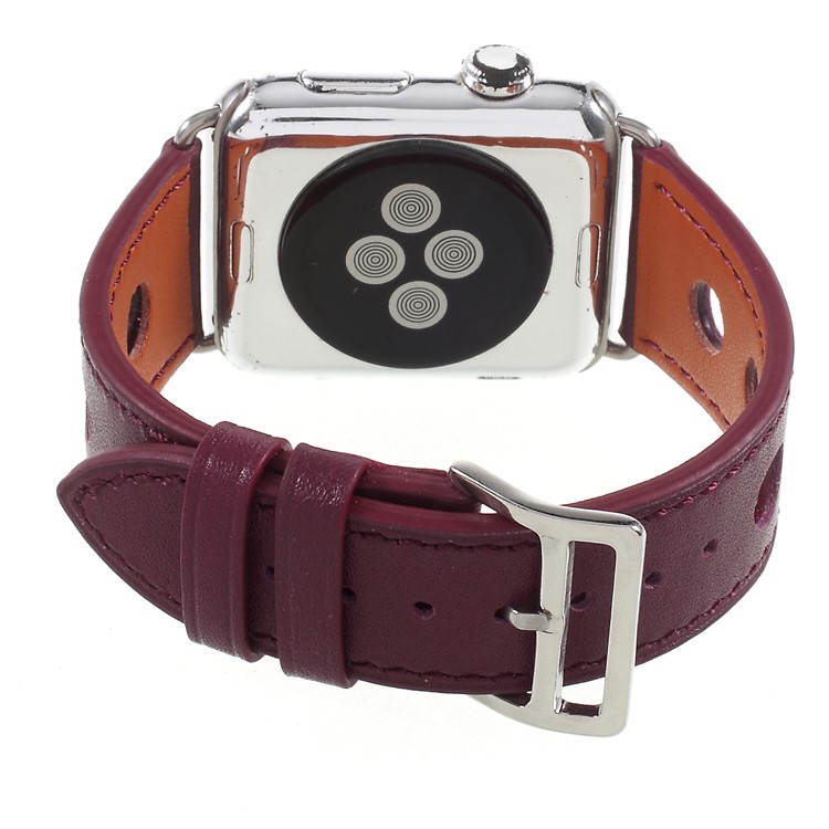 PU Leather Watch Band with Metal Buckle for Apple Watch Series 4 44mm, Series 4 44mm / Series 3/2/1 42mm - Wine Red-6