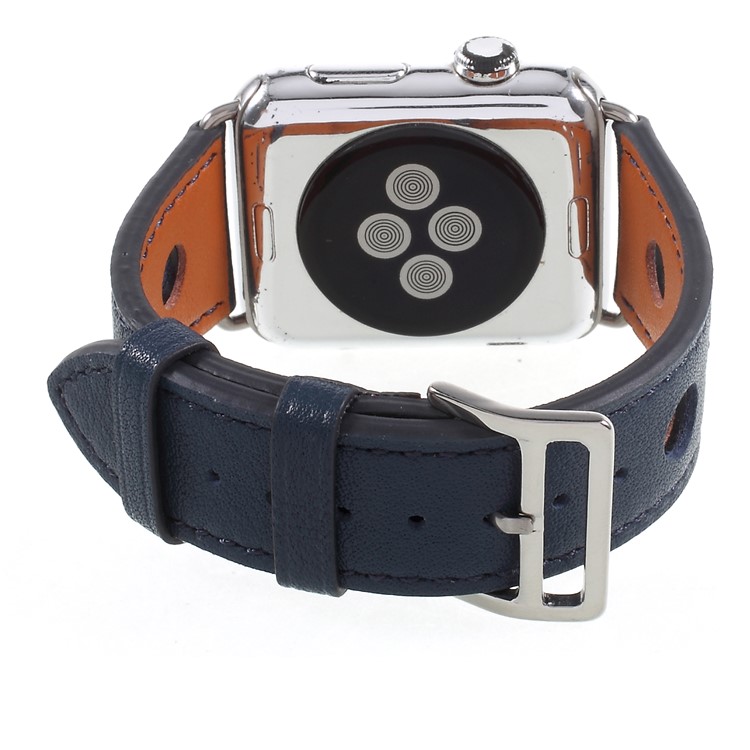 Metal Buckle PU Leather Watch Strap for Apple Watch Series 3/2/1 42mm - Dark Blue-6