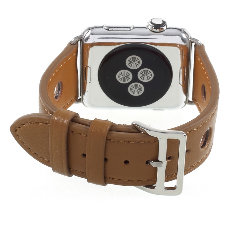 Metal Buckle PU Leather Watch Strap Band Replacement for Apple Watch Series 4 44mm, Series 4 44mm / Series 3/2/1 42mm - Brown-6