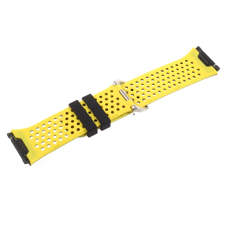 Dual-color Hollow Silicone Soft Watch Band Strap for Fitbit Ionic - Black + Yellow-4