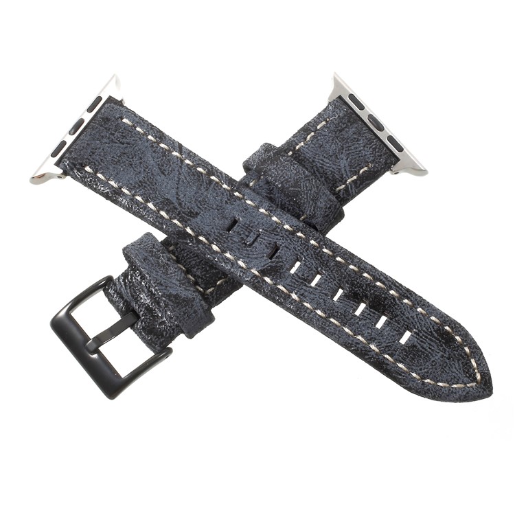 Für Apple Watch Serie 3/2/1 42mm Vintage Mattes Echtes Lederarmband - Dunkelgrau-5