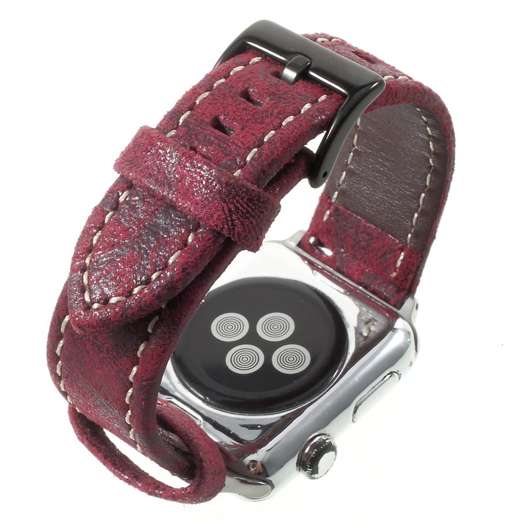 Vintage Matte Genuine Leather Wristband for Apple Watch Series 4 44mm / Series 3/2/1 42mm - Wine Red-6