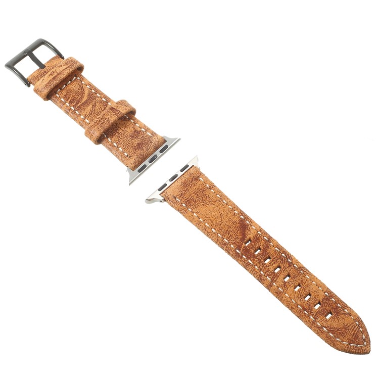 For Apple Watch Series 4 44mm / Series 3/2/1 42mm Vintage Matte Genuine Leather Watch Bracelet - Orange-3