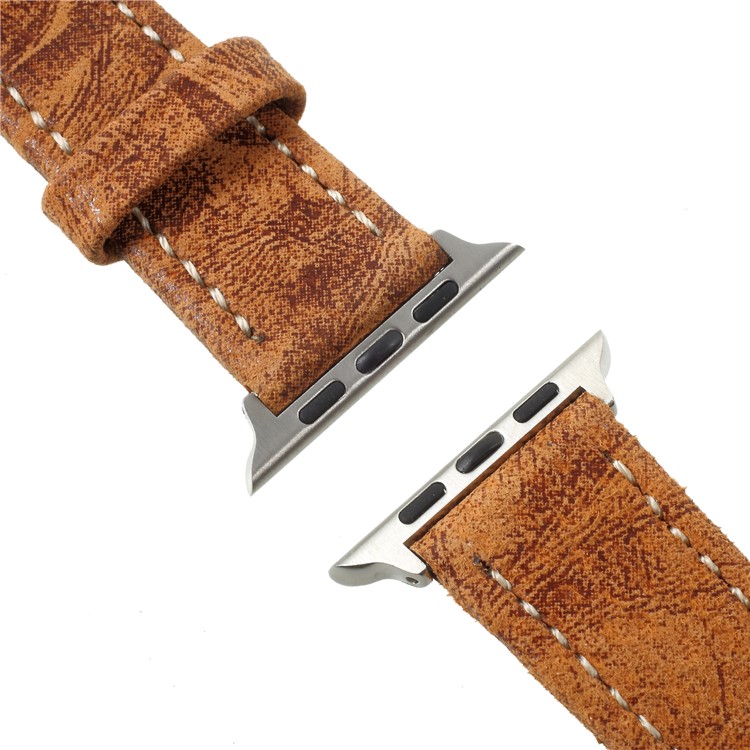For Apple Watch Series 4 44mm / Series 3/2/1 42mm Vintage Matte Genuine Leather Watch Bracelet - Orange-4
