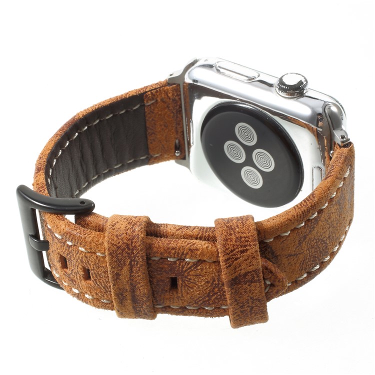 For Apple Watch Series 4 44mm / Series 3/2/1 42mm Vintage Matte Genuine Leather Watch Bracelet - Orange-8