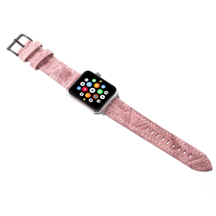 Replacement Vintage Matte Genuine Leather Watch Straps for Apple Watch Series 4 44mm / Series 3/2/1 42mm - Pink-5
