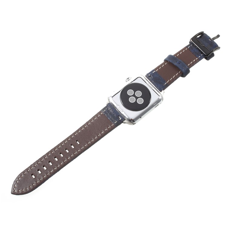 Vintage Matte Genuine Leather Watchbands for Apple Watch Series 4 44mm / Series 3/2/1 42mm - Dark Blue-7