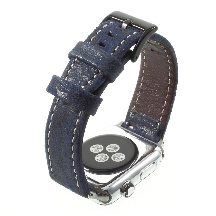 Vintage Matte Genuine Leather Watchbands for Apple Watch Series 4 44mm / Series 3/2/1 42mm - Dark Blue-8