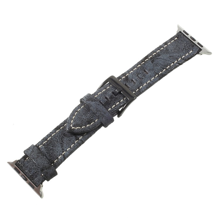 Vintage Mattes Echtes Lederband Für Apple Watch Serie 3/2/1 38mm - Dunkelgrau-10