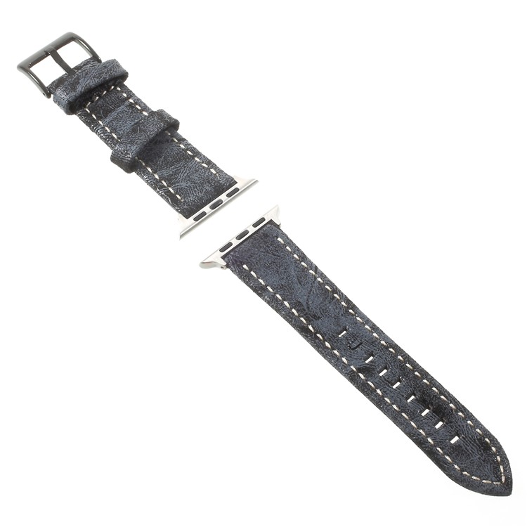 Vintage Mattes Echtes Lederband Für Apple Watch Serie 3/2/1 38mm - Dunkelgrau-3
