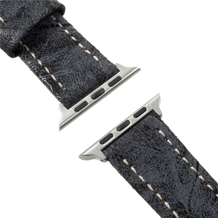 Vintage Mattes Echtes Lederband Für Apple Watch Serie 3/2/1 38mm - Dunkelgrau-4