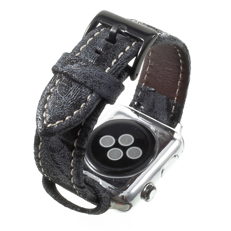 Vintage Mattes Echtes Lederband Für Apple Watch Serie 3/2/1 38mm - Dunkelgrau-8