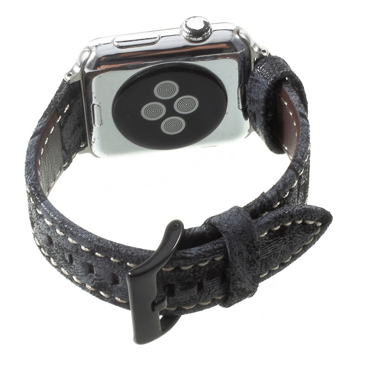 Vintage Mattes Echtes Lederband Für Apple Watch Serie 3/2/1 38mm - Dunkelgrau-9