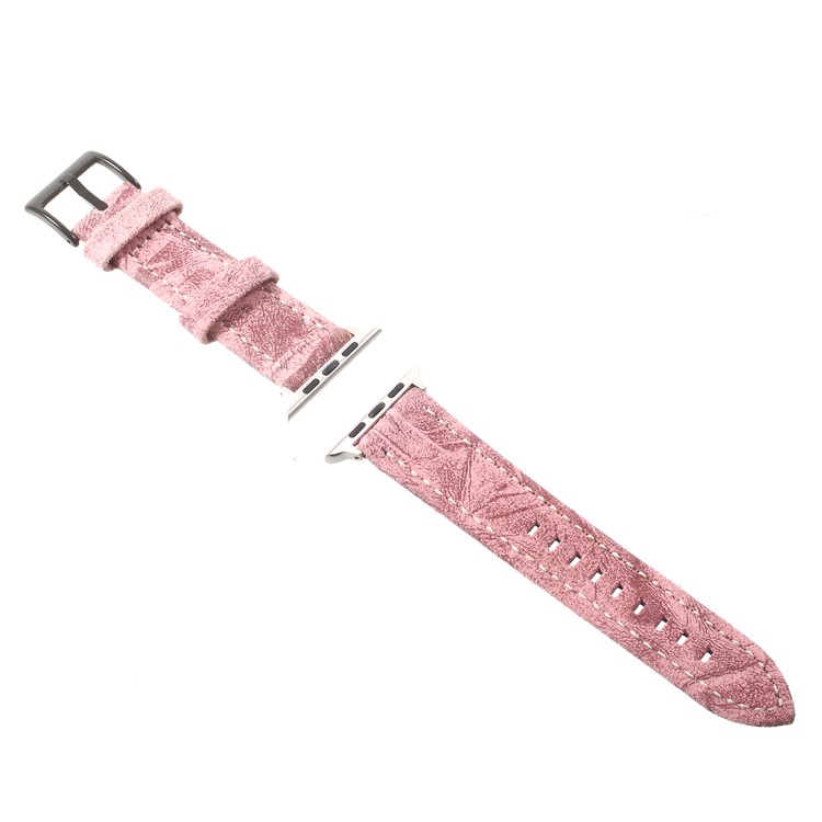Vintage Matte Genuine Leather Wrist Watch Band for Apple Watch Series 5 4 40mm / Series 3 2 1 38mm - Pink-3