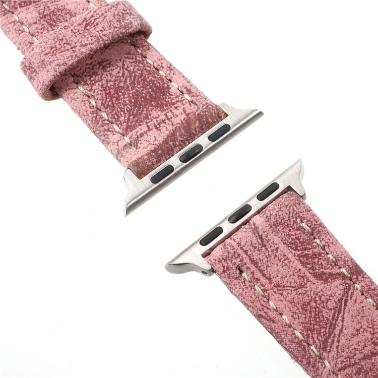 Vintage Matte Genuine Leather Wrist Watch Band for Apple Watch Series 5 4 40mm / Series 3 2 1 38mm - Pink-4