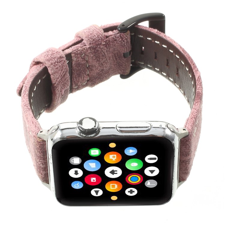 Vintage Matte Genuine Leather Wrist Watch Band for Apple Watch Series 5 4 40mm / Series 3 2 1 38mm - Pink-7