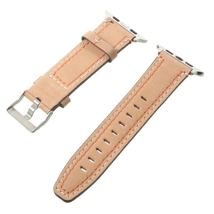 Double Stitches Genuine Leather Replacement Band for Apple Watch Series 4 44mm / Series 3 / 2 / 1 42mm - Brown-2