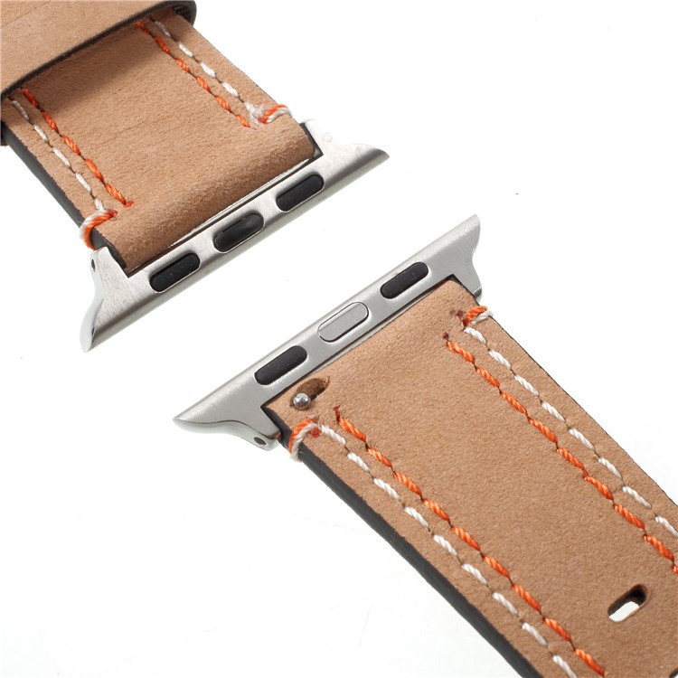 Double Stitches Genuine Leather Replacement Band for Apple Watch Series 4 44mm / Series 3 / 2 / 1 42mm - Brown-4